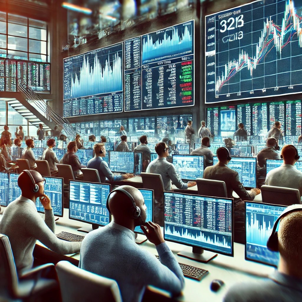 DALL·E 2024-06-16 19.15.11 - A modern trading floor with traders monitoring and managing credit derivatives. The scene shows a hectic environment with traders of various ethniciti