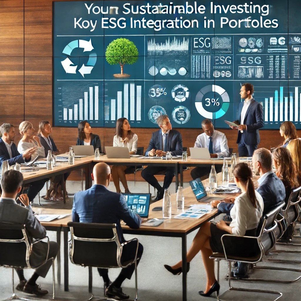 DALL·E 2024-06-16 21.08.48 - A financial seminar focusing on sustainable investing, showing a diverse group of wealth managers and investors engaged in a discussion about ESG inte